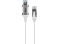 USB-A 3.0 to RJ45 Ethernet Cable, Slim, 7.5 m, 7.5 m, white