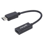 Manhattan DisplayPort 1.1 to HDMI Adapter Cable, 1080p@60Hz, Male to Female, Black, DP With Latch, Not Bi-Directional, Three Year Warranty, Polybag Videoadapter 20cm Sort
