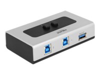 Delock Switch USB 3.0 2 port manual bidirectional Sort Grå