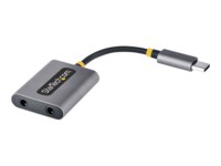 StarTech.com USB-C Headphone Splitter, USB Type C Dual Headset Adapter w/Microphone Input, USB C to 3.5mm Adapter/Earphone Dongle, USB C to Audio Jack/Aux Output - Mic and Headset Controls, Built-in 24-bit DAC (USBC-AUDIO-SPLITTER) Lydsplitter 7cm Sort Gr