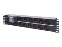 Intellinet 19' 2U Rackmount 15-Way Power Strip - German Type', With Double Air , 3m Power Cord (Euro 2-pin plug) Stikdåse 15-stik 16A Sort 3m