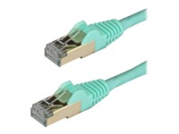 StarTech.com 0.50 m CAT6a Cable - 10 Category 6a Shielded Snagless RJ45 100W Patch Cord - 10GbE Aqua UL/TIA Certified CAT 6a Afskærmet parsnoet (STP) 50cm Patchkabel Akvamarin
