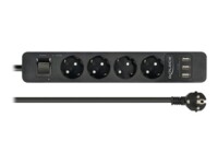 DeLOCK Extension Socket Stikdåse 4-stik 16A Sort 1.5m