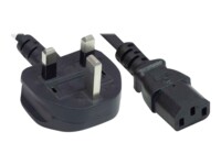 Manhattan Power Cord/Cable, UK 3-pin plug to C13 Female (kettle lead), 1.8m, 10A, Black, Lifetime Warranty, Polybag Strømkabel 1.8m Sort