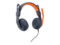 Logitech Zone Learn Wired On-Ear Headset for Learners, 3.5mm AUX Kablet Hovedtelefoner Sort Orange