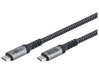 USB-C™ Cable with Textile Sheath, USB4™, 240 W, 40 Gbit/s, Power Delivery, 1.8 m, 1.8 m, black, grey
