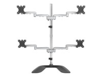 StarTech.com Desktop Quad Monitor Stand, Ergonomic VESA 4 Monitor Arm (2x2) up to 32', Free Standing Articulating Universal Pole Mount, Height Adjustable/Tilt/Swivel/Rotate, Silver - Heavy-duty VESA Mount (ARMQUADSS) Stativ 4 skærme 32'