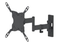 Manhattan TV & Monitor Mount, Wall, Full Motion, 1 screen, Screen Sizes: 13-42', Black, VESA 75x75 to 200x200, Max 20kg, Tilt & Swivel with 3 Pivots, Lifetime Warranty