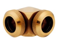 CORSAIR Hydro X Series XF Hardline 90° 12mm OD Vinklet fitting til flydende kølesystem 2-pack Guld