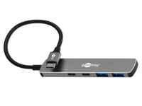 Slim 4-Port USB Hub, USB-C™ to USB-C™/USB-A, 5 Gbit/s, grey