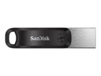 SanDisk iXpand Go 256GB USB 3.0 / Apple Lightning USB stick Sort Sølv