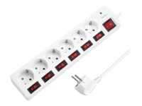 LogiLink Stikdåse 6-stik 16A Rød Hvid 1.5m