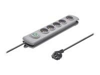 Qoltec Strømstødsbeskytter 5-stik 16A Grå 3m