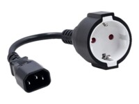 Qoltec Strøm IEC 60320 C14 Strømtype F (female) Sort 15cm Strømforsyningsadapter