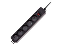 Akyga AK-SP-05A Strømstødsbeskytter 5-stik 10A Sort 1.8m