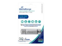 MediaRange MR938 128GB USB 3.0 / USB-C USB stick Sølv