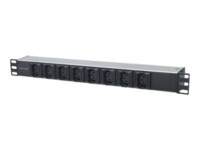 Intellinet 19' 1U Rackmount Anti-Shedding 8-Output C13 Power Distribution Unit (PDU), With Removable Power Cable and Rear C14 Input (Euro 2-pin plug) Strømfordelingsenhed 8-stik Sort 2m