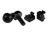 StarTech.com M6 x 12mm Screws and Cage Nuts - 100 Pack - M6 Mounting Screws and Cage Nuts for Server Rack and Cabinet - Black (CABSCREWM62B) Skruer og møtrikker for rack Sort