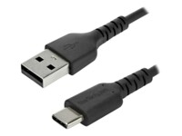 StarTech.com 2m USB A to USB C Charging Cable, Durable Fast Charge & Sync USB 2.0 to USB Type C Data Cord, Rugged TPE Jacket Aramid Fiber M/M 3A Black, Samsung S10, S20, iPad Pro, Pixel - Heavy Duty and Rugged USB Type-C kabel 2m Sort