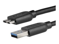 StarTech.com 2m 6ft Slim USB 3.0 A to Micro B Cable M/M - Mobile Charge Sync USB 3.0 Micro B Cable for Smartphones and Tablets (USB3AUB2MS) USB-kabel 2m Sort
