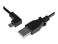 StarTech.com 2m 6 ft Micro-USB Charge-and-Sync Cable - Left-Angle Micro-USB - M/M - USB to Micro USB Charging Cable - 24 AWG (USBAUB2MLA) USB-kabel 2m Sort