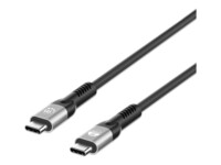 Manhattan USB-C to USB-C Cable (240W), 1m, Male to Male, Black, Thunderbolt 4, 40 Gbps (USB4 Gen 3x2), Extended Power Range (EPR) charging up to 240W (Note additional USB-C 240W wall charger needed), Backwards compatible to Thunderbolt 3, Lifetime Warrant