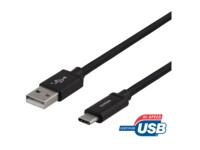 DELTACO USBC-1132M USB Type-C kabel 1m Sort