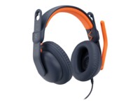 Logitech Zone Learn Wired Over-Ear Headset for Learners, USB-C Kablet Hovedtelefoner Sort Orange