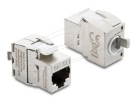 Delock CAT 6a Afskærmet Nøglestensmodul Hvid Sølv