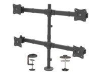 StarTech.com Desk Mount Quad Monitor Arm, Ergonomic VESA 4 Monitor Mount 2x2 up to 27', Articulating & Height Adjustable Pole Mount, Tilt/Swivel/Rotate LCD/LED Screen, Clamp/Grommet - Heavy-duty VESA Mount (ARMQUAD) Monteringssæt 4 skærme 13'-27'