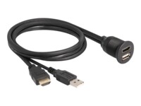 Delock HDMI/USB-forlængerkabel 1m Sort