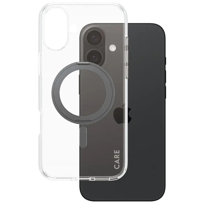 PanzerGlass CARE by Feature Case Transparent w. Black Kickstand & MagSafe iPhone 16 Plus Beskyttelsescover Transparent Apple iPhone 16 Plus