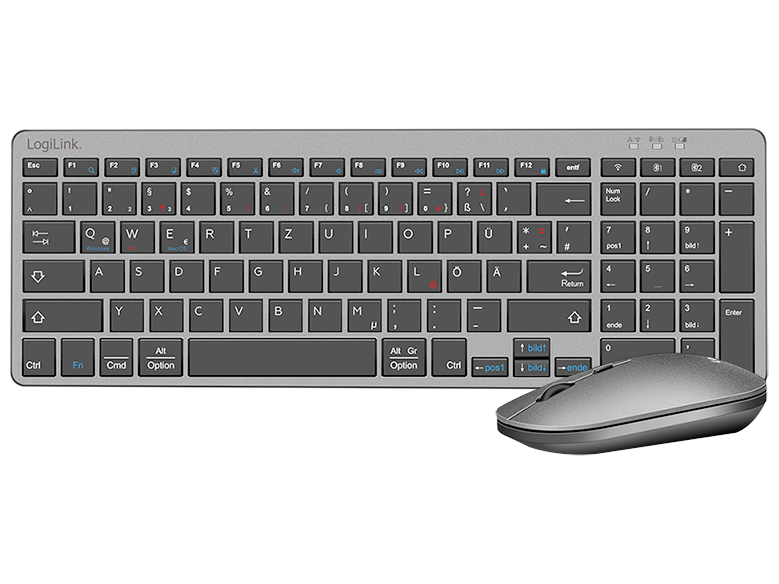 LogiLink Sæt med mus og tastatur Saks Trådløs Tysk