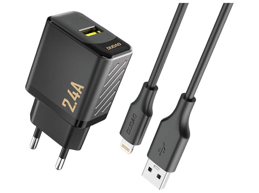Dudao A23LEU 2.4A GaN Charger + Lightning Black