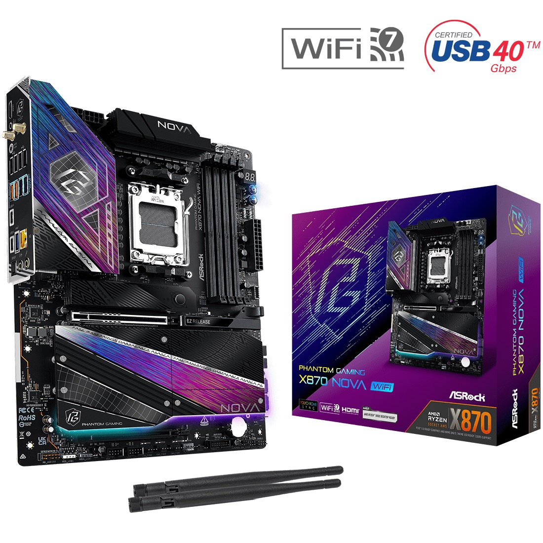 ASRock Phantom Gaming X870 NOVA WiFi ATX Socket AM5 AMD X870