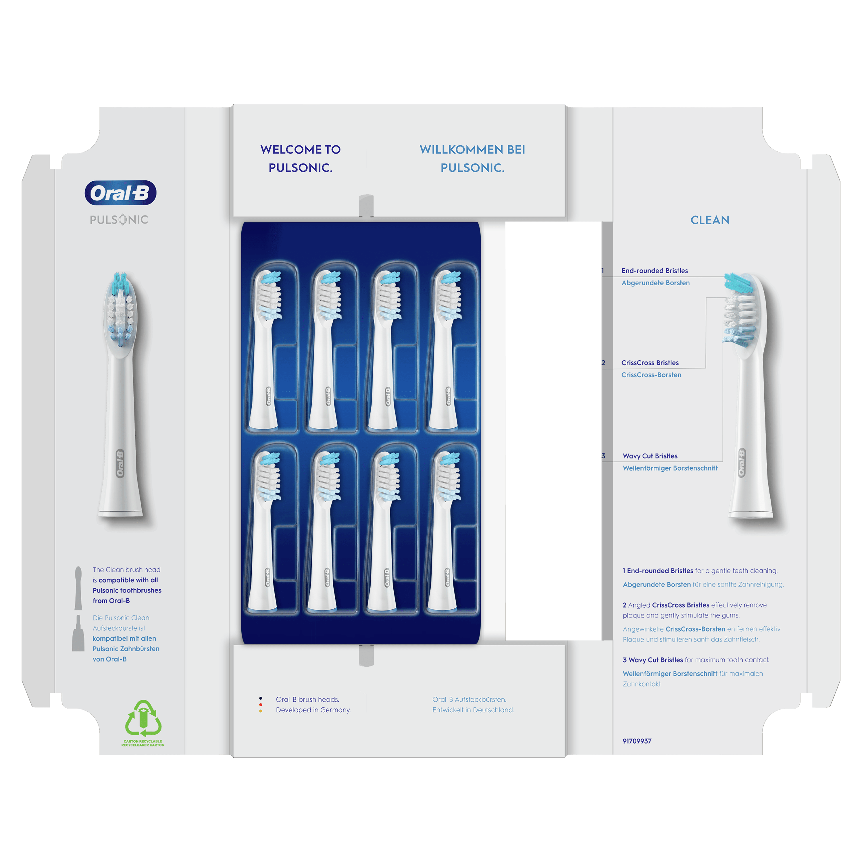 Oral-B Pulsonic Clean 81748491 toothbrush head 8 pc(s) White