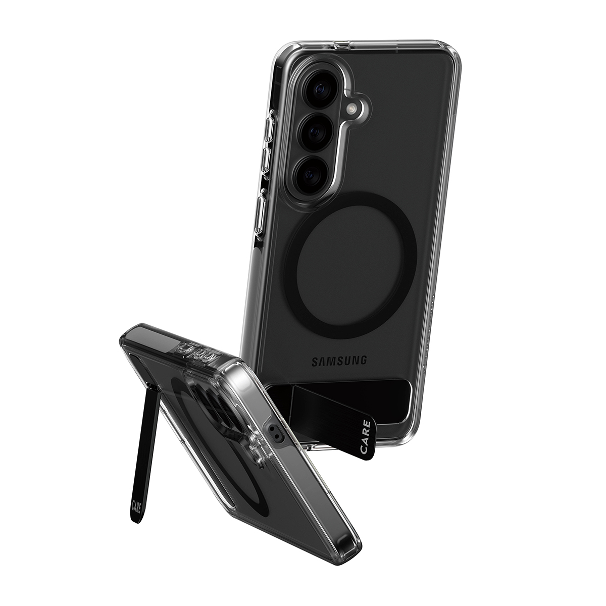 PanzerGlass CARE™ by ® Urban Explorer Case Transparent w. Black Kickstand & Qi Samsung Galaxy S26 Beskyttelsescover Transparent