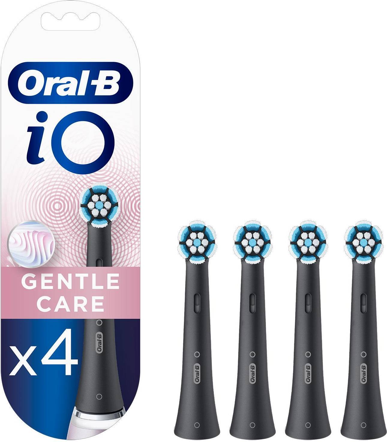 Oral-B Toothbrush replacement iO Gentle Care Heads, For adults, Number of brush heads included 4, Black