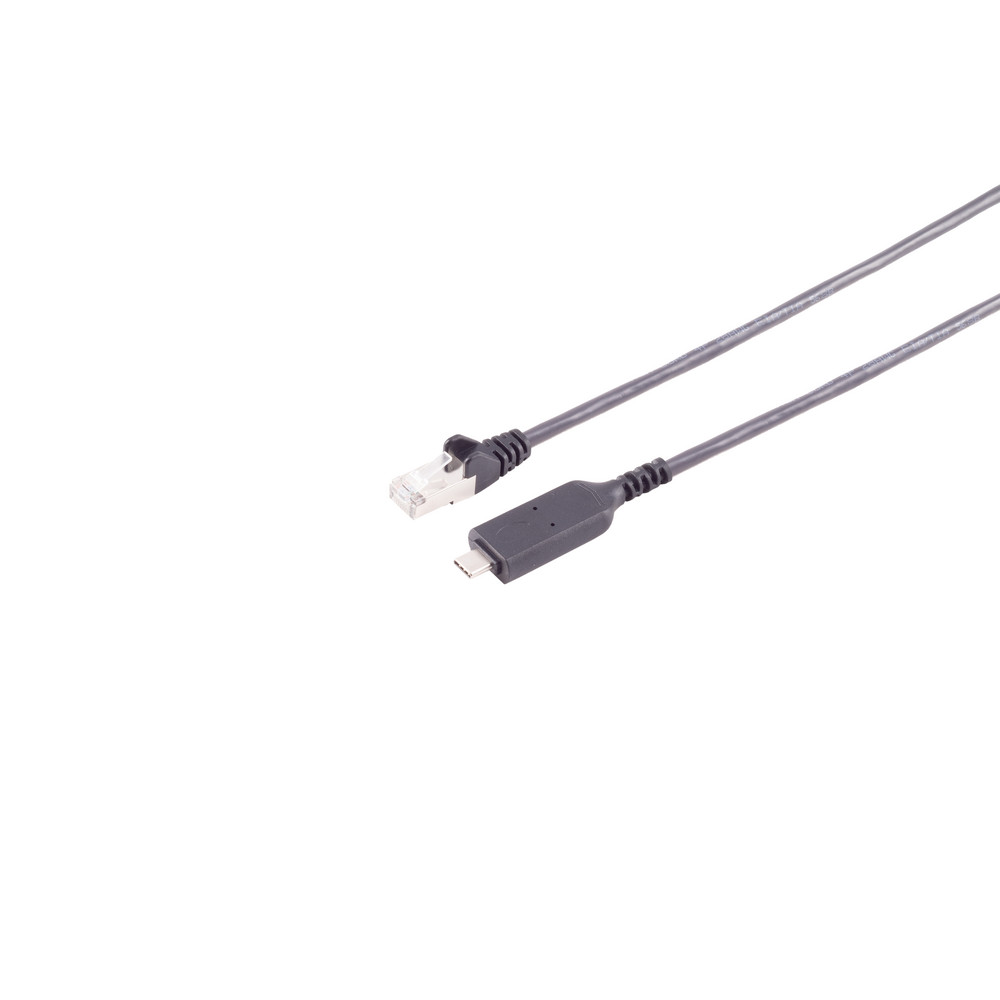 USB-C LAN adapter cable 1G, RJ45, PVC, black, 5m