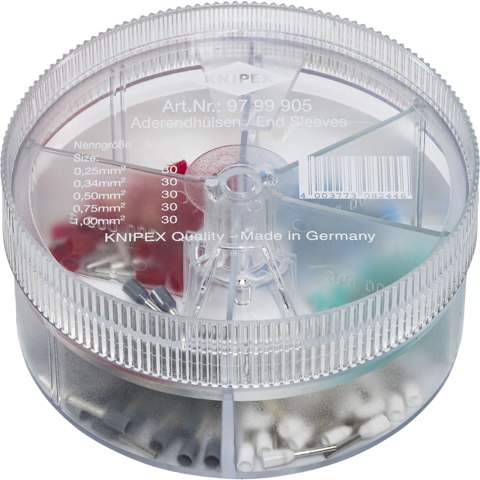 Knipex 97 99 905 AderendhALlsen-Sortiment Vollisoliert Blau, TALrkis, WeiAz, Schwarz, Rot 150 St.