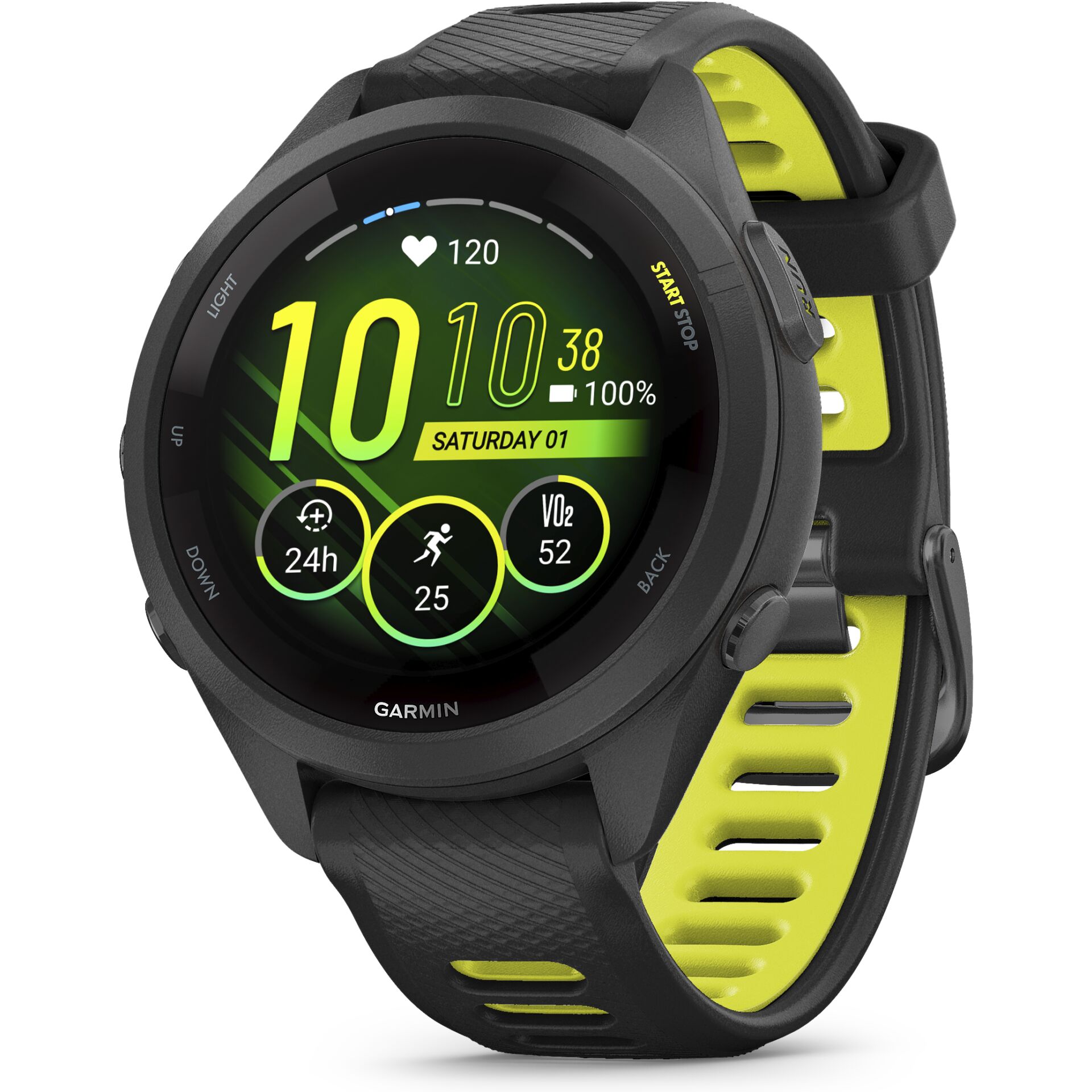 Alowwed----Garmin Forerunner 265S -urheilukello, musta / kirkkaankeltainen